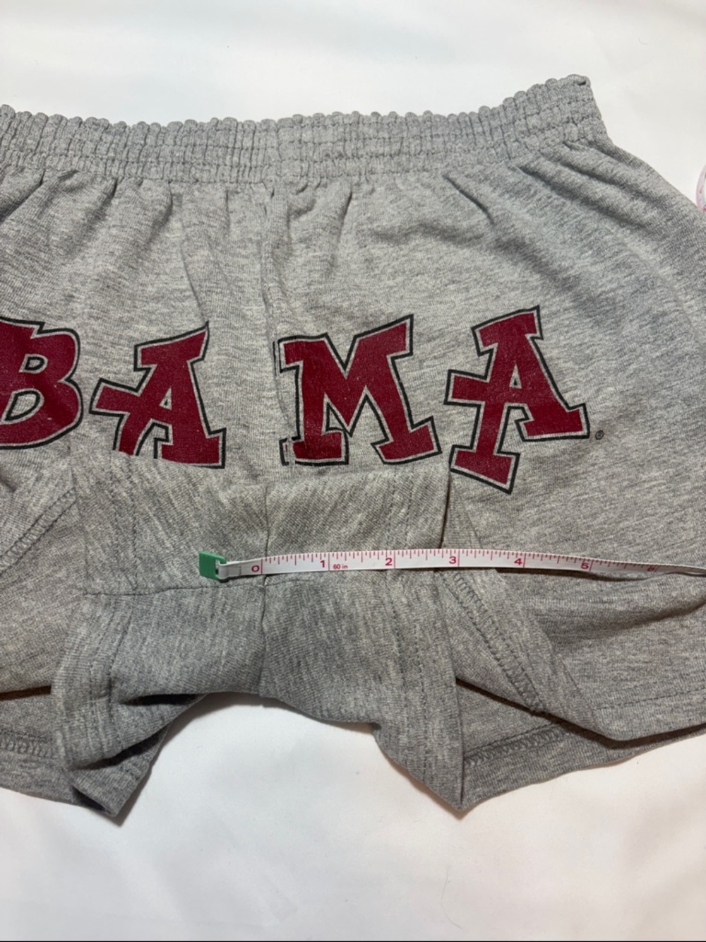 Y2K Soffe Shorts “BAMA” Booty Text Roll Over Waistband Alabama Roll Tide Crimson - Picture 4 of 6